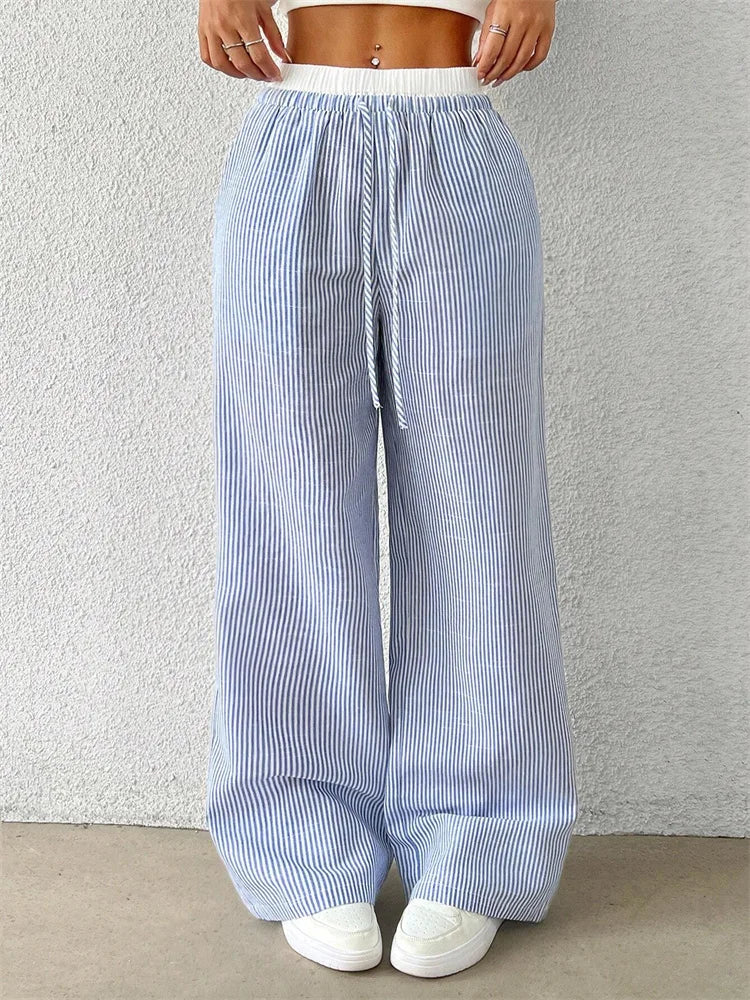 Striped Wide-Leg Pants