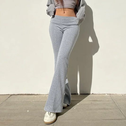 Casual Solid Flare Pants