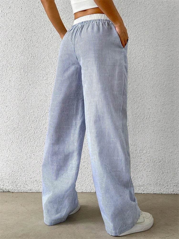 Striped Wide-Leg Pants